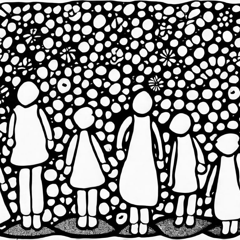 Coloring page of people sing