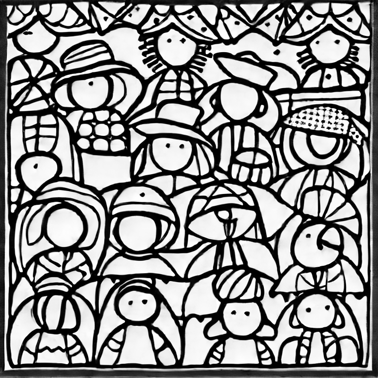 Coloring page of people sing