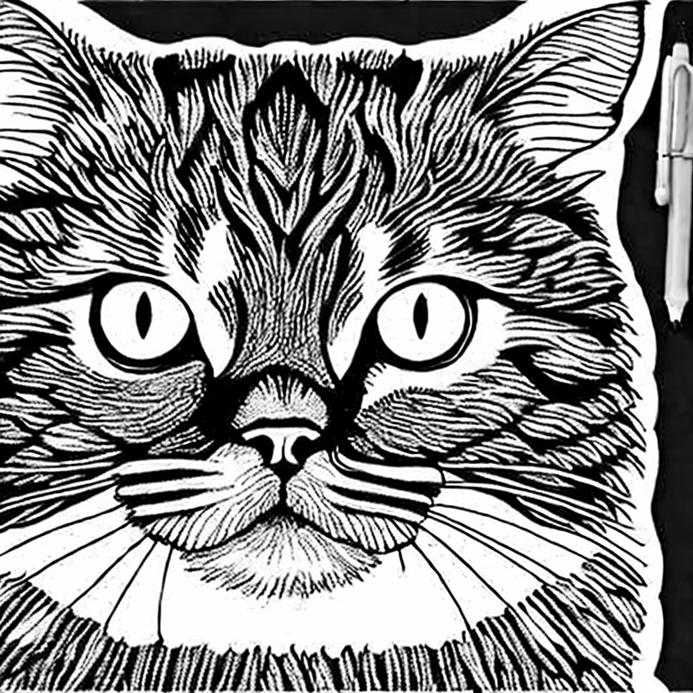 Coloring page of persian cat
