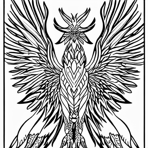 Coloring page of phenix magical animal
