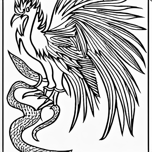 Coloring page of phenix magical animal