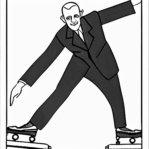 Coloring page of philo t farnsworth on skates