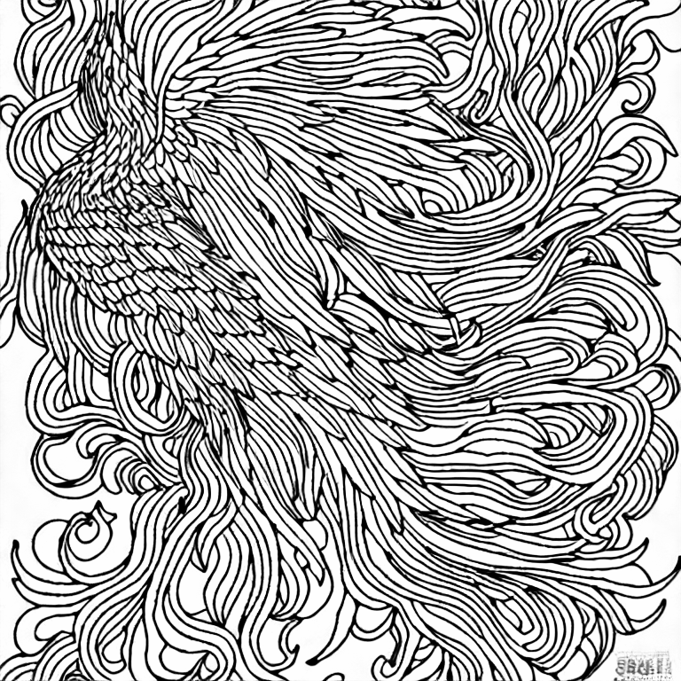 Coloring page of phoenix