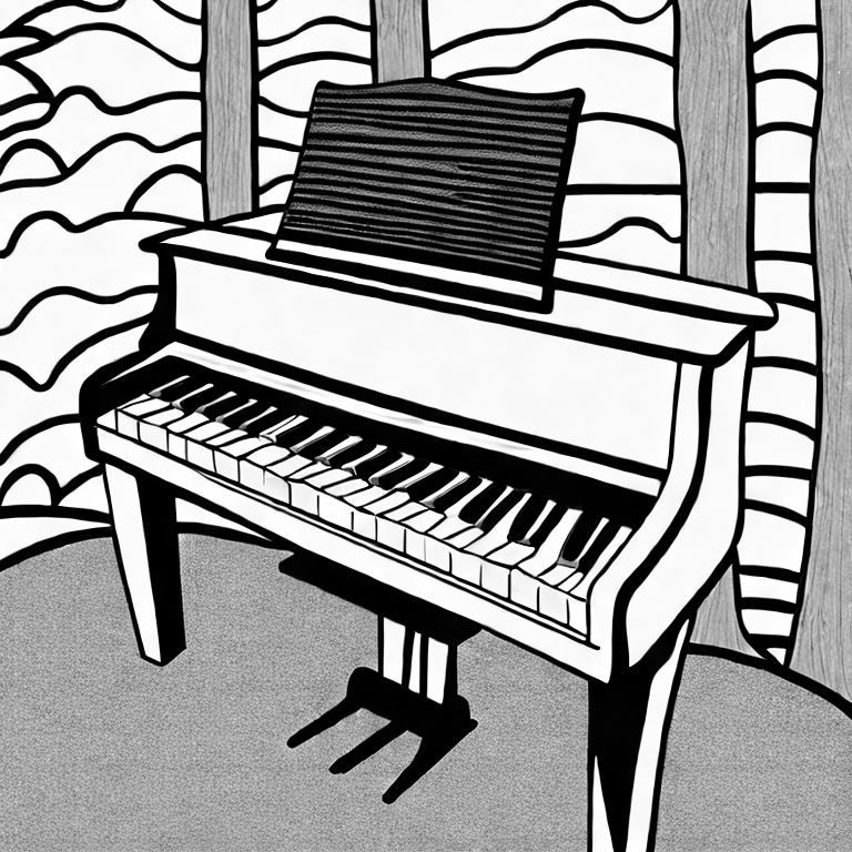 Coloring page of picture of a piano