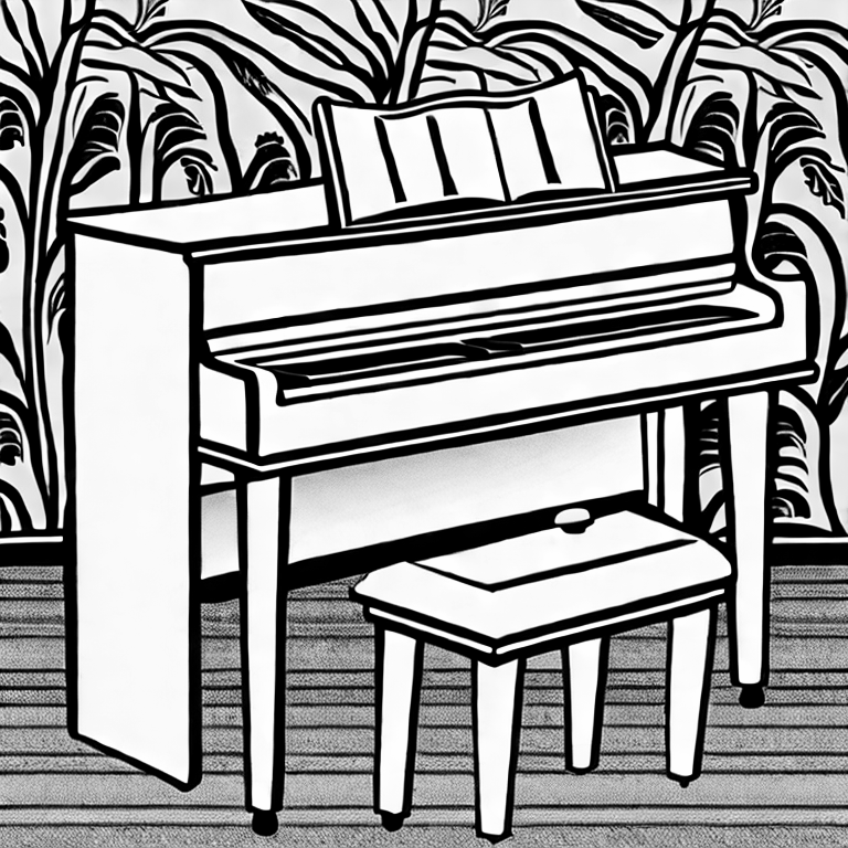 Coloring page of picture of a piano