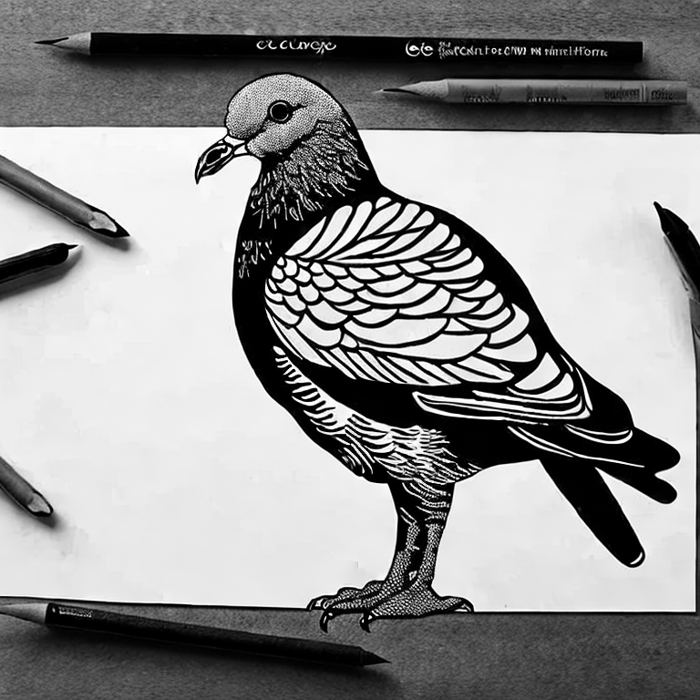 Coloring page of pigeon