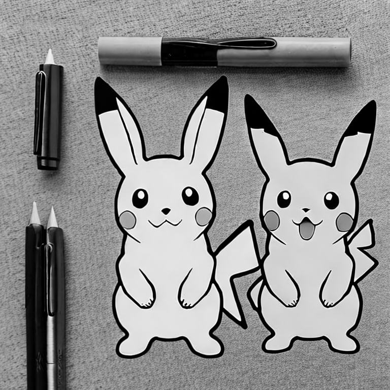Coloring page of pikachu and eevee