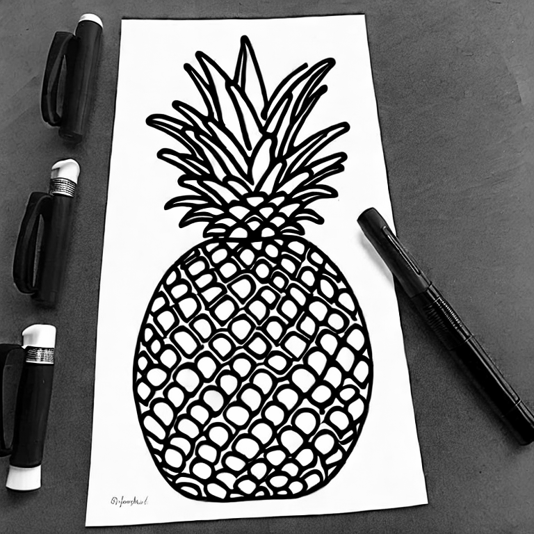 Coloring page of pineapple