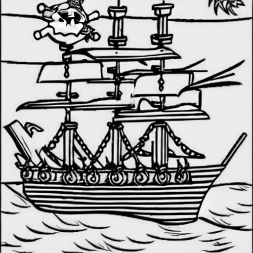 Coloring page of pirate ship