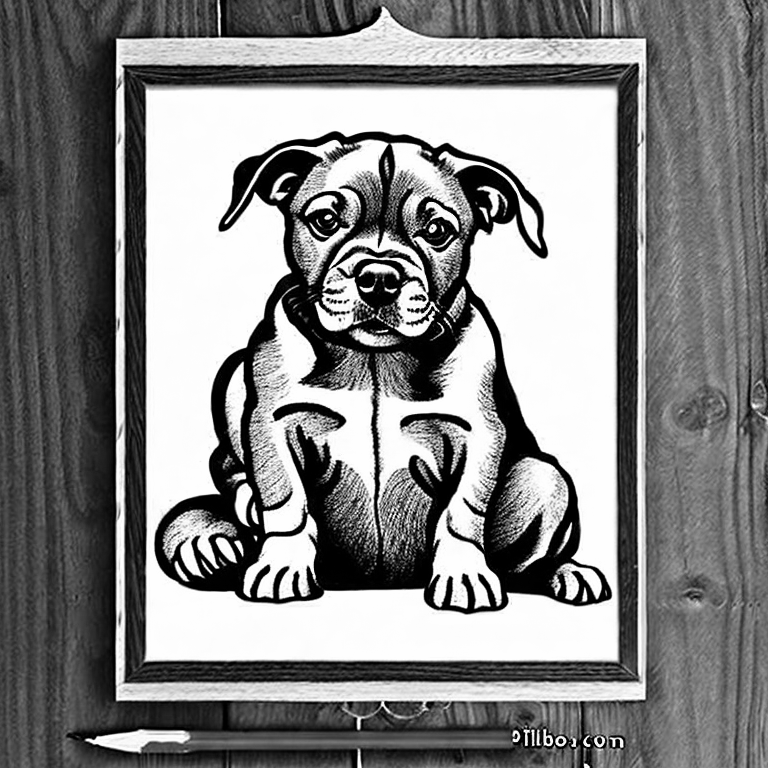 Coloring page of pitbull puppies