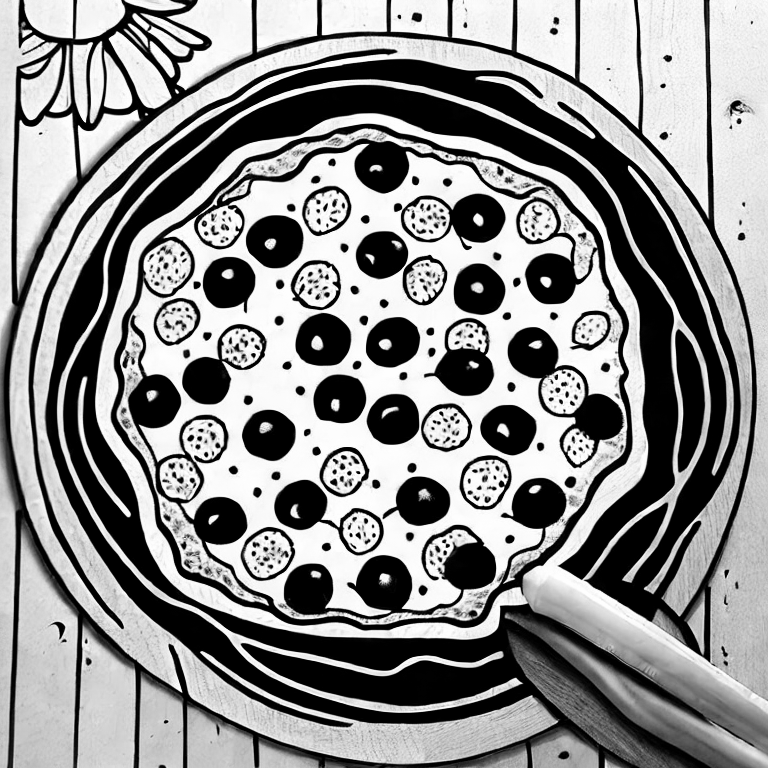 Coloring page of pizza super things