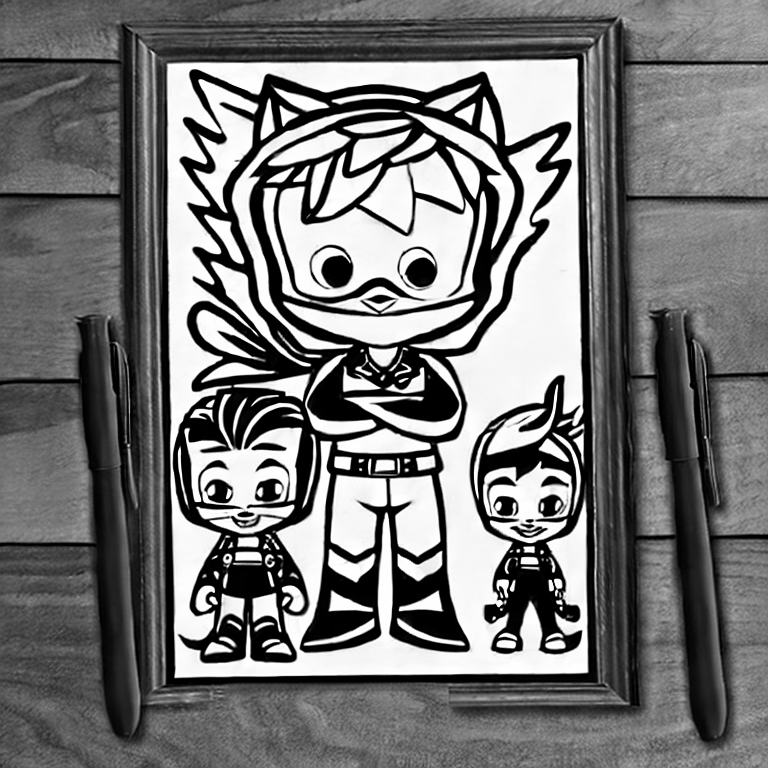 Coloring page of pj masks