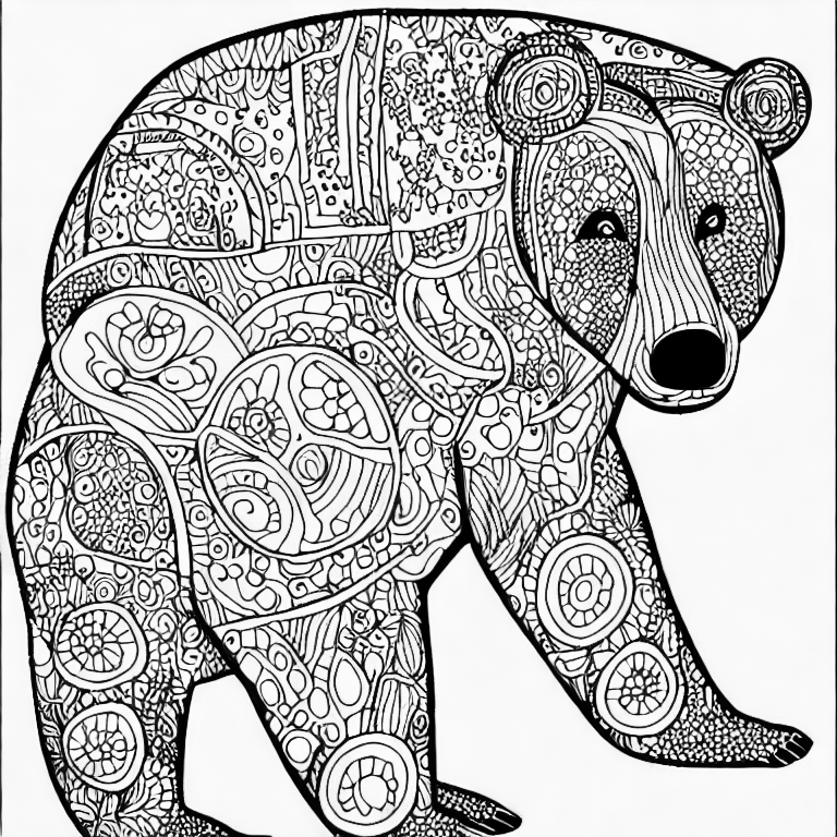 Coloring page of playing bear