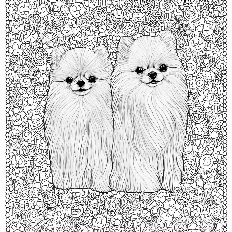 Coloring page of pomeranian