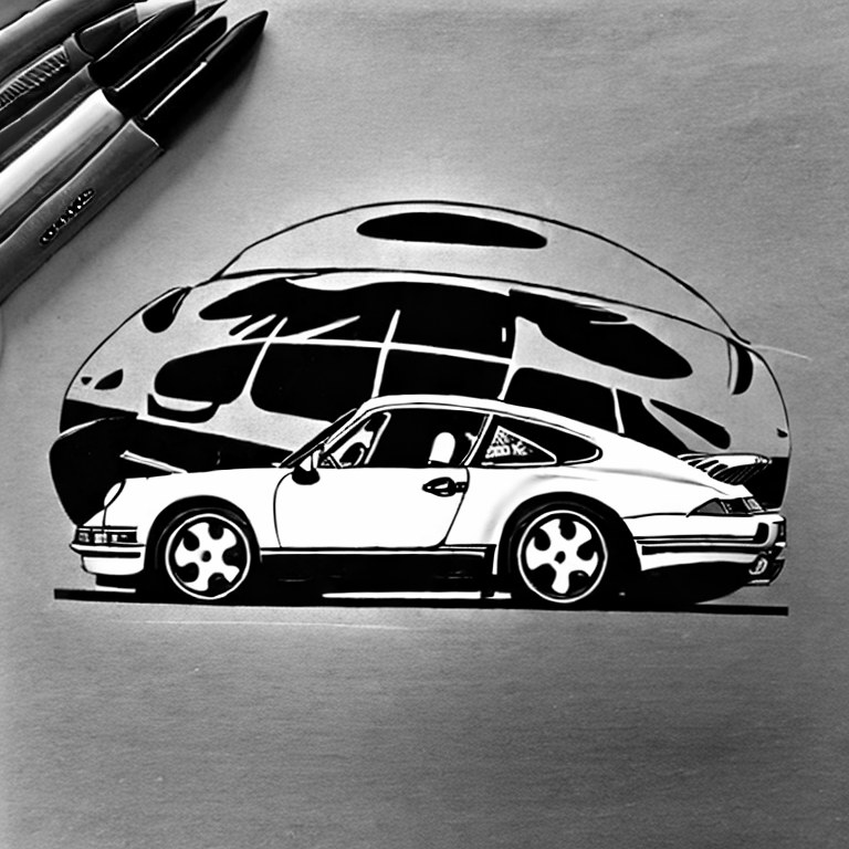 Coloring page of porsche 911