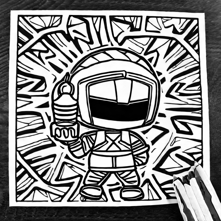 Coloring page of power ranger holding a taco