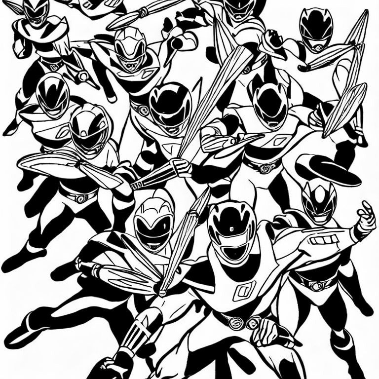 Coloring page of power rangers