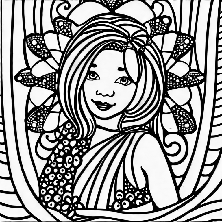 Coloring page of pretty woman