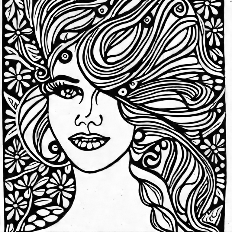Coloring page of pretty woman