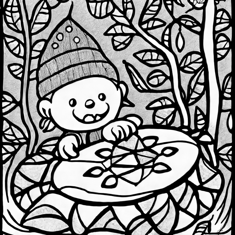 Coloring page of pumukli the little goblin