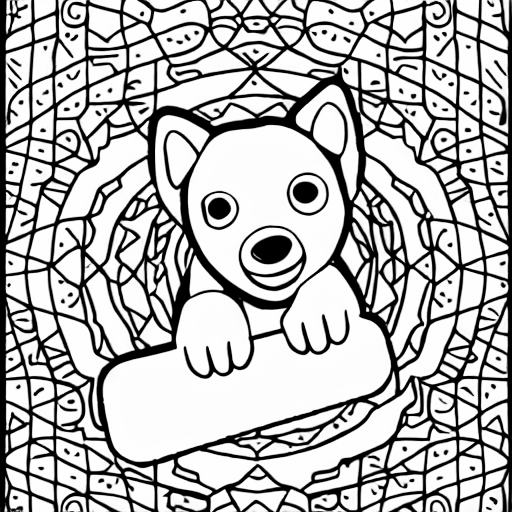 Coloring page of puppy skateboarding