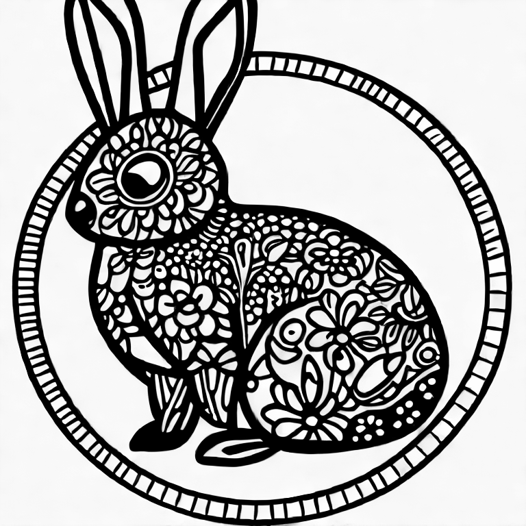 Coloring page of rabbit