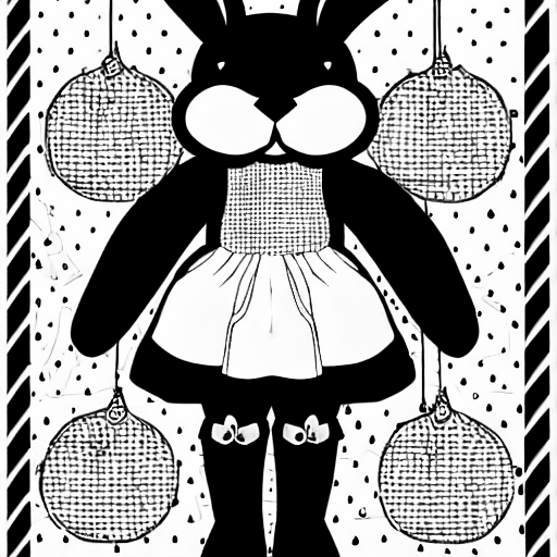 Coloring page of rabbit at a fashion show
