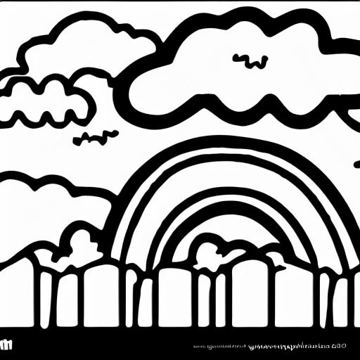 Coloring page of rainbow and clouds