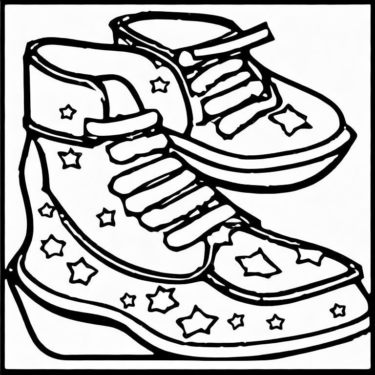 Coloring page of red shoes
