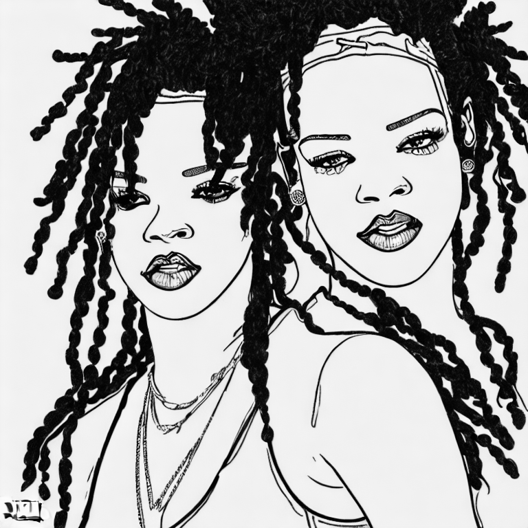 Coloring page of rihanno in the stadium