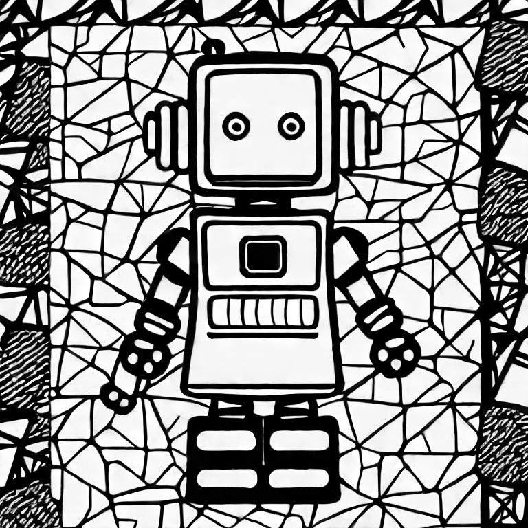 Coloring page of robot