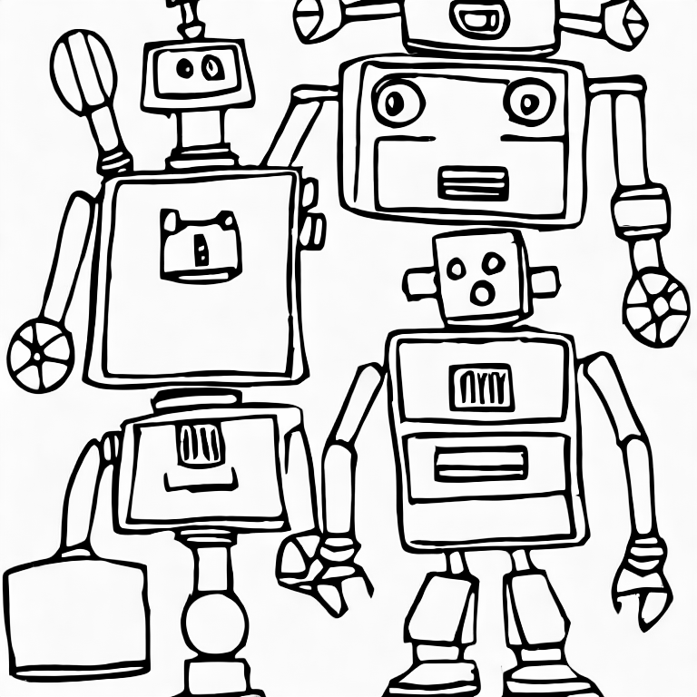 Coloring page of robot