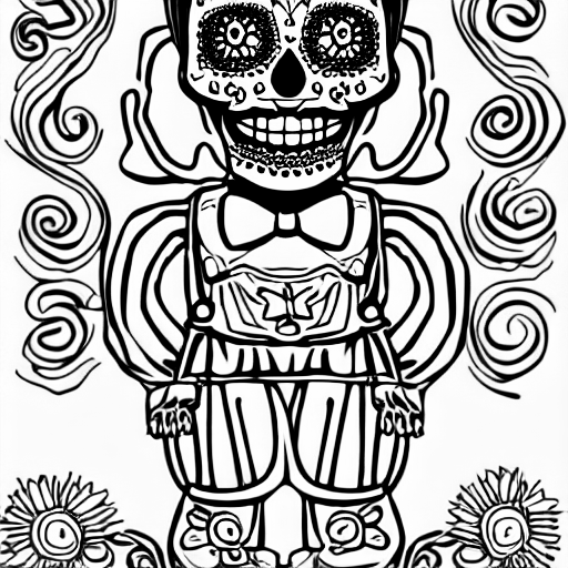 Coloring page of ronald mcdonald day of the dead
