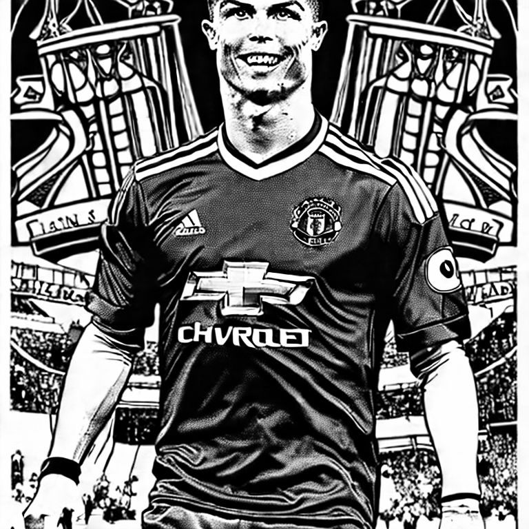 Coloring page of ronaldo in manchester united