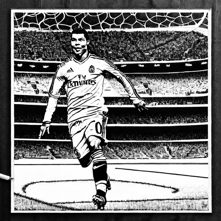 Coloring page of ronaldo in real madril
