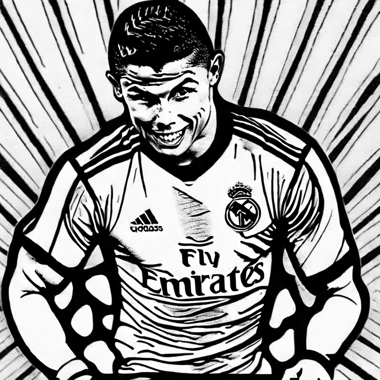 Coloring page of ronaldo in real madril