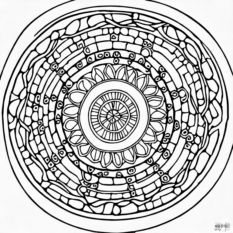 Coloring page of round flower mandala