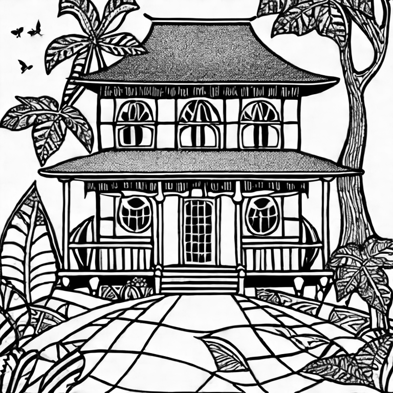 Coloring page of rumah fantasi