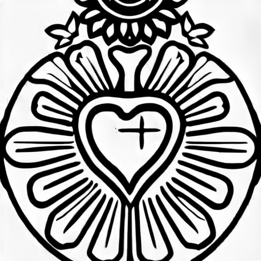 Coloring page of sacred heart of jesus
