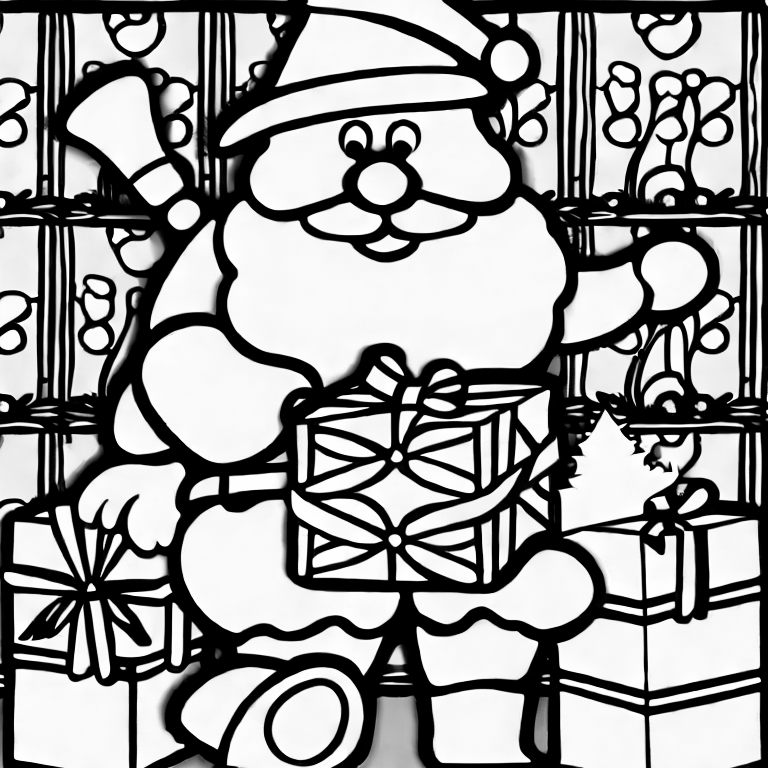 Coloring page of santa clause with gifts coloring book pages for kids