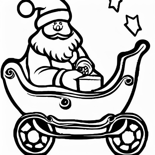 Coloring page of santa sleigh