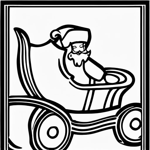 Coloring page of santa sleigh