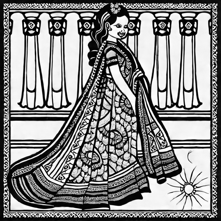 Coloring page of saree