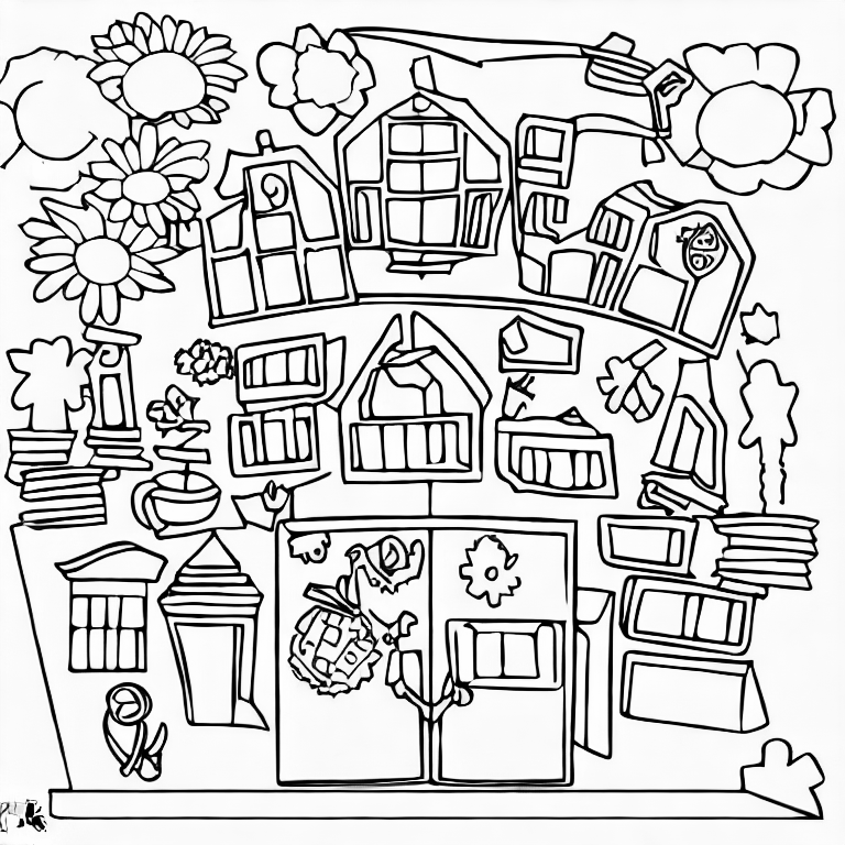 Coloring page of school