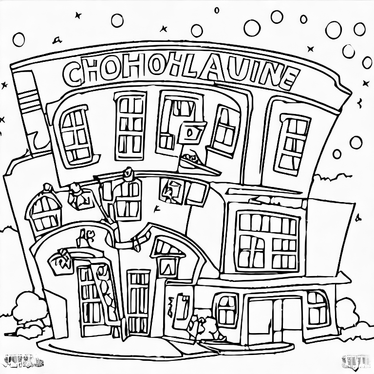 Coloring page of school