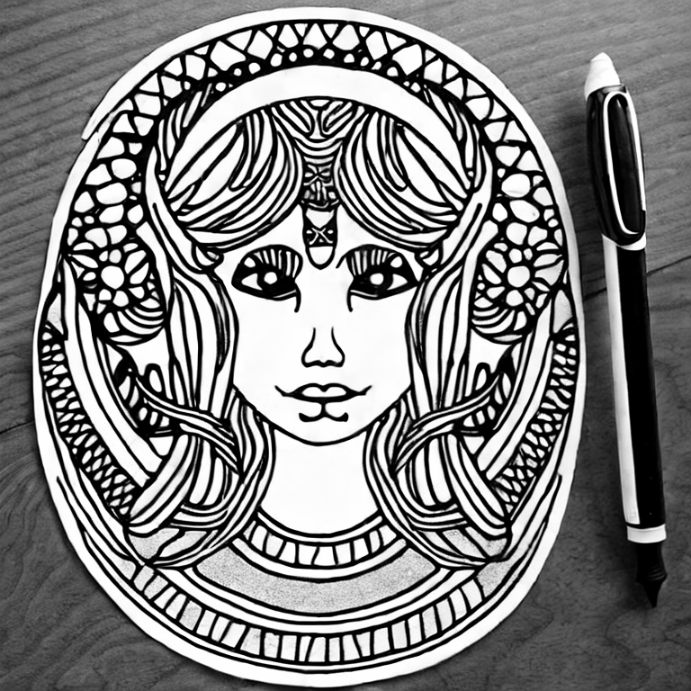 Coloring page of scorpio goddess