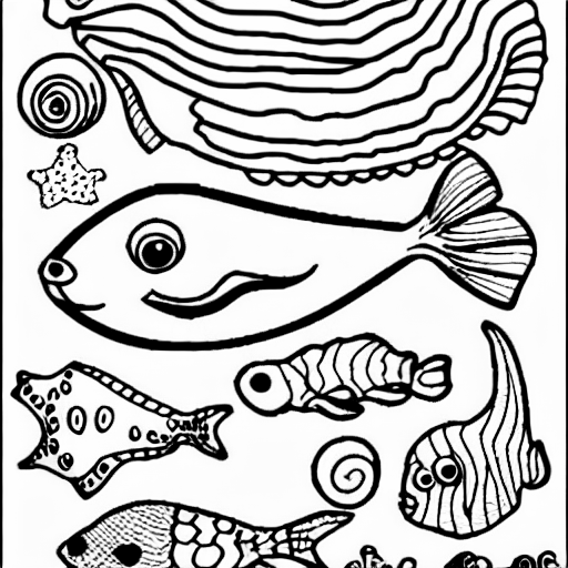 Coloring page of sea creatures