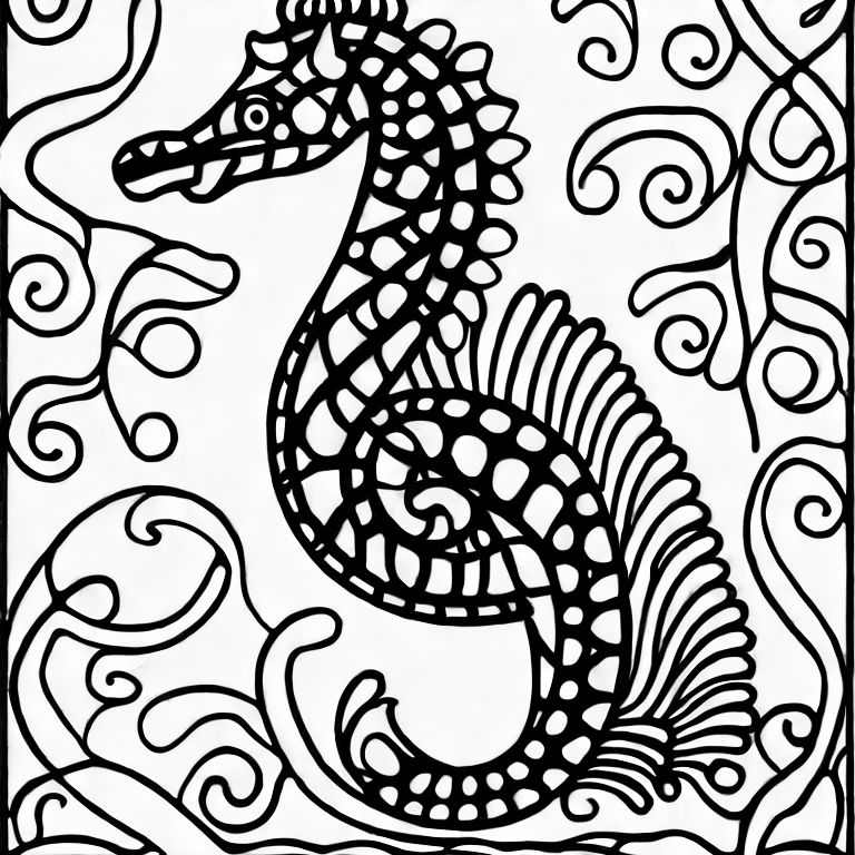 Coloring page of sea horse
