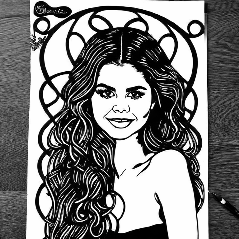 Coloring page of selena gomez