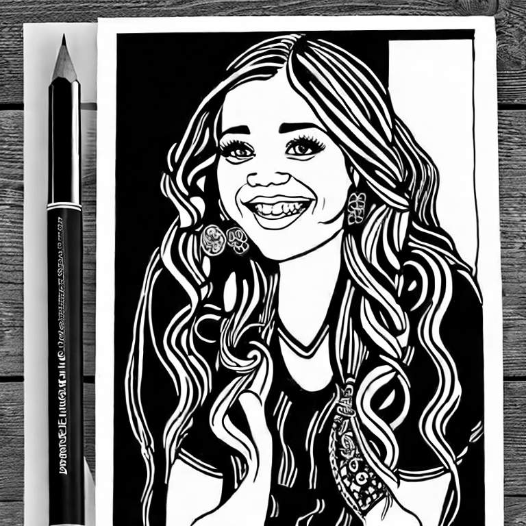 Coloring page of senior high school girl real